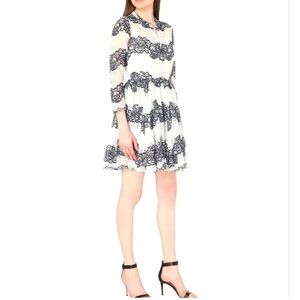 Maje Rayela two-tone navy and white lace mini dress women's size 1